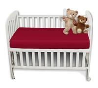 (Red) 2X 100% Polycotton Cot Bed Fitted Sheets 70x140cm