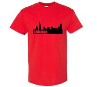 (Red, 2XL) Chicago City Illinois USA America Skyscraper Art Men T Shirt Tee Top