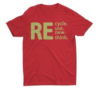 (Red, 2XL) Recycle Reuse Renew Rethink Crisis Environmental Campaign Gift Unisex T-shirt