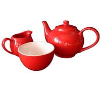 Red 3 Piece Tea Set, 15.75oz teapot, Milk jug and Sugar Bowl