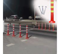 Red 30-Inch Traffic Delineator Post Set - 6 Pack Large Cones with Reflective Collars for Enhanced Road Safety, Construction Sites, and Parking Lot Management