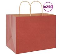 vidaXL Kraft Paper Bags 250 Pieces with Red Handles 32 x 22 x 24 cm, Paper Bag, Paper Gift Bag, Kraft Paper Gift Bag