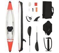 (red, 375 x 72 x 31 cm) vidaXL Inflatable Kayak Red Polyester Kayak Set 375x72x31 cm/424x81x31 cm