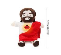 (Red) 38CM Breathing Jesus Plush Toy Baby Soothing Jesus Doll Four-gear Adjustment Children Music Sleep Companion Christmas Toy Gifts