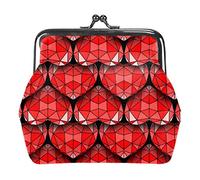 Red 3D Geometric Hearts Love Pattern Coin Purses Wallets Vintage Pouch Bags for Gift