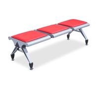 Red 3Seat Reception Chairs Upholstered Waiting Room Bench Office Lobby Seating with NonSlip Foot s Backless Design for Airport Office Bank Hospital Use