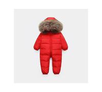 (Red, 3T) Russian New Jumpsuit Kids Winter Wear Baby Boy Snowsuit Parka Nature Fur 90% Duck Down Jacket For Girl Clothes Coat Overalls