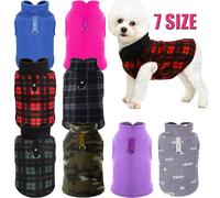 (Red , 3XL) Dog Sweater Soft Fleece Vest with Leash Ring Plaid Warm Winter Pet Clothes Dog Pullover Jacket for Dogs Cats Winter Chihuahua Pet Indoor Outdoor Use
