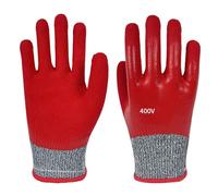 Red 400V Insulating Work Gloves for Electrical Safety, PPE Rated Anti-Electric Shock with 360° Insulation, Compatible with Live Wires and Touch Screen Use