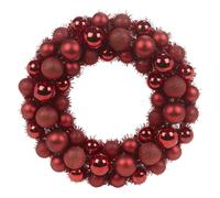 (Red) 40cm Christmas Xmas Hanging Baubles Tinsel Wreath