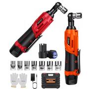 Red 420Nm 3/8" Cordless Electric Impact Wrench Drill Gun Ratchet Driver+ 2 Batteries