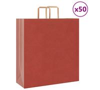 vidaXL Kraft Paper Bags with Handles - Red - 50pcs, 45x17x48cm, Shopper/Tote/Bags for Gifts/Party/Food/Waste, Recyclable, Customizable