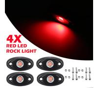 (Red) 4pcs LED Rock Light Underbody Atmosphere Deck Lamp Wireless Underbody Aluminum Alloy For Offroad Truck UTV Marrine