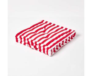 (Red, 50 x 50 x 10 cm (20" x 20" x 4")) Cotton Thick Stripe Floor Cushion