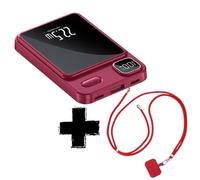 RED 5000mAh Magnetic Power Bank & Anti-Theft Lanyard Portable Charger Lightest High-Speed USB C Input & Output, Power 22.5w Magnetic Phone Battery Pack for iPhone 16 15 14 13 Plus Pro Max Mini (Red)