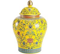 Red 507.2oz Small Ceramic Ginger Jar Vase for Home Decor, Chinoiserie Ceramic Ginger Jars Vase with Lid Decorative Porcelain Jar (Yellow 507.2 Ounces)