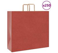 vidaXL Kraft Paper Bags 250 Pieces with Red Handles 54 x 15 x 49 cm, Paper Bag, Paper Gift Bag, Kraft Paper Gift Bag