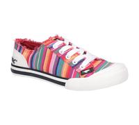 (Red, 6 (Adults')) Rocket Dog Jazzin Eden Stripe Cotton Women's Red Multi Trainers