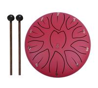 Red 6 Inch 11 Notes Steel Tongue Rain Drum Complete Kit With Bag | Music Book Mallets Finger Picks Ethereal Chakra Hand Pan Percussion Instrument For Garden Meditation Yoga Zen Gifts