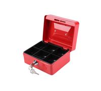 (Red) 6" Metal Petty Cash Piggy Bank Steel Security Box