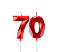 Red 70th Birthday Candles for Cake, Number 70 Candle for 70th Birthday Decorations, 3D Design Cake Topper Decor for Boy Girl Women Men Birthday Theme Party Weddings Anniversary Celebration Supplies