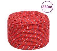 vidaXL Boat Rope Anchor Line Braided Cord UV Resistant Ship Marine Yacht Coil Rope Abrasion Resistant for Sailing Red 8 mm 250 m Polypropylene