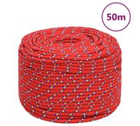 vidaXL - Durable Polypropylene Boat Rope, 8 mm x 50 m, Suitable for Sailing, Boating, and More, Weather-Resistant, Easy-to-Handle, Red Colour