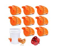 (Red 8 Ports 1 Hole saw) Chicken Feeder Poultry Feeder DIY Port Gravity Feed Kit Rain Insect Proof Hen Feeders For Buckets Barrels Bins Troughs No Waste