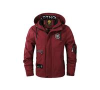 (Red 8899, Asian M (50-60Kg)) New Men's Outdoor Waterproof Multi-Pocket Oversized Flight Jacket Casual Fashion Windbreaker Hooded Winter Coat Clothing Warmth
