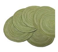 Red-A,Placemats,Round Placemats for Dining Table Set of 6 Woven Heat Resistant Non-Slip Kitchen Table Mats Diameter 14 inch(Green)
