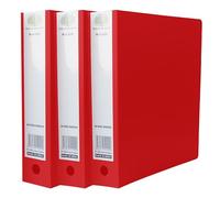 (RED) A4 Ring Binder Files Set of 3 - 2 O Ring Document Folder, Heavy Duty Board File Organizer, Large Capacity Paperwork Binder with Finger Pull Design, Office School Home Use