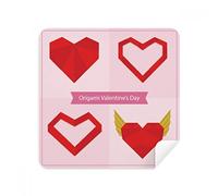 Red Abstract Christmas Heart Origami Glasses Cleaning Cloth Phone Screen Cleaner Suede Fabric 2pcs