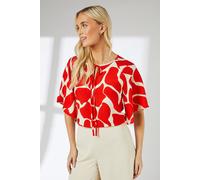 Red Abstract Print Tie Neck Top Principles Red 12