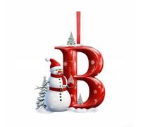 Red Acrylic Letter Ornament 8cm A-Z Christmas Tree Decor(B)