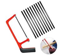 Red Adjustable Junior Hacksaw with 10 Blades, Heavy Duty Metal Saw for Cutting PVC, Wood, and Shingles, Mini Hand Saw for Precise Cuts, Ideal for DIY Projects, Hacksaw for Metal Cutting