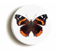 RED ADMIRAL BUTTERFLY BADGE BUTTON PIN (Size is 1inch/25mm diameter)