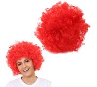 Red Afro Wig - Fancy Dress Accessory - Funky Large Curly Hair 70's Disco Clown - Perfect for Fancy Dress Events - Pack of 1