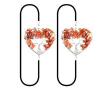 Red Agate Beads Bookmark Elastic 7 Chakra Crystal Healing Stone Bookmark Metal Bookmark Heart Shape