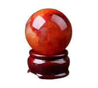 Red Agate Crystal Ball Ornament with Stand, Hand-Polished Quartz Sphere for Divination Feng Shui Home & Office Decor,60mm
