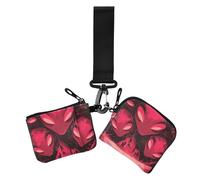 Red Aliens Science Fiction Mysterious Women's Dual Wallets Business Card Cases Small Portable Women's Money Organizers with Keychain for Women 2 Pcs, red Aliens science fiction mysterious, One Size