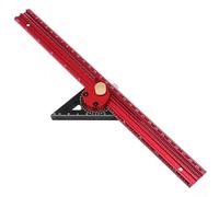 Red Aluminium Alloy Protractor Angle Ruler 300mm/12 Inch, 360 Degree Rotating Gauge with Locking Knob, Dual Metric and For Imperial Scales for Woodworking, DIY and(300mm)