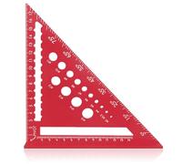 Red Aluminum Alloy Speed Square - 7inch Metric Triangle Ruler, 14 Types of Drill Holes, Roofing & Carpenters Square Tool for Angle Measuring Marking