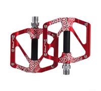 Red Aluminum MTB Pedals 9/16" Wide Platform for studs Red Aluminum | Red anodized finish, wide platform design, low profile, 11.5x10cm size, mountain biking