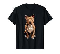 Red American Pit Bull Terrier Dog Illustration Pittie T-Shirt