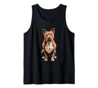 Red American Pit Bull Terrier Dog Illustration Pittie Tank Top