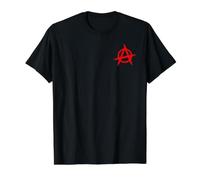 Red Anarchist Symbol Distressed Political Anarchy Rock Star Value Graphic T-Shirt, Men, Black, L