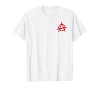 Red Anarchist Symbol Distressed Political Anarchy Rock Star Value Graphic T-Shirt, Men, White, M