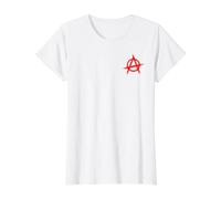 Red Anarchist Symbol Distressed Political Anarchy Rock Star Value Graphic T-Shirt, Women, White, XS