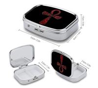 Red Ancient Egyptian Ankh Travel Pill Box Portable Pill Organizer Medical Box Pill Case Pill Container for Men Women