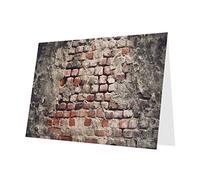 Red Ancient Worn Brick Wall High-Grade Pearl Paper Greeting Card, For Birthday Card Valentine'S Day Card Wedding Anniversary,4x6 Inch.